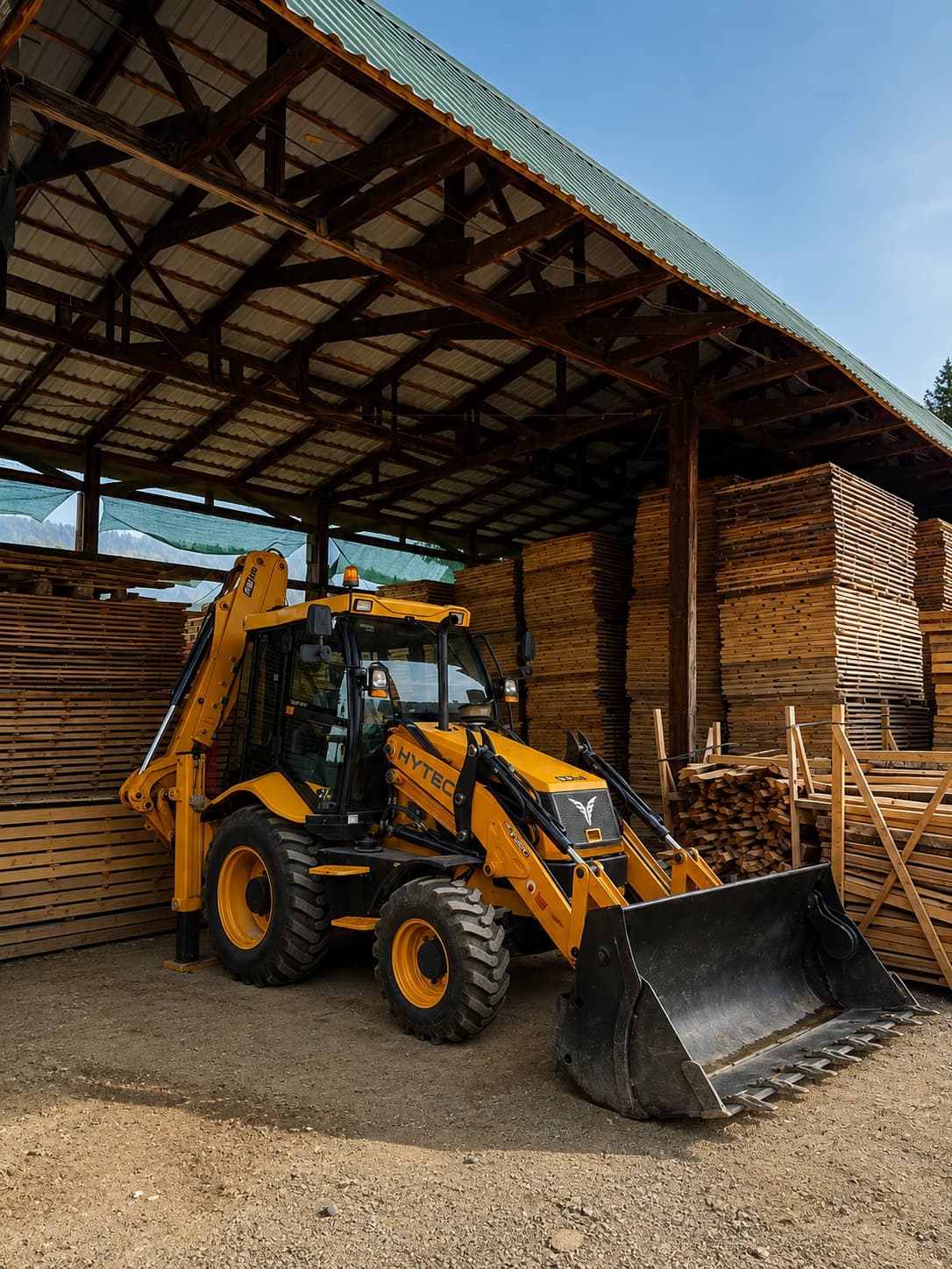 Utovarivač na skladištu građe